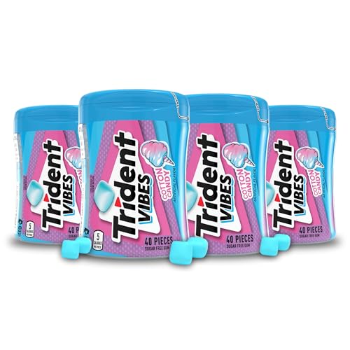Image of Trident Vibes Sugar-Free Chewing Gum, Cotton Candy Flavor, 40 Pieces (Pack of 4)