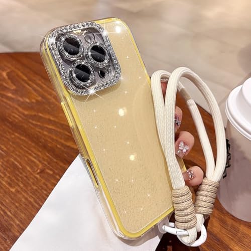 Étui protection objectif iPhone 13 jaune avec dragonne pour vos sorties et selfies