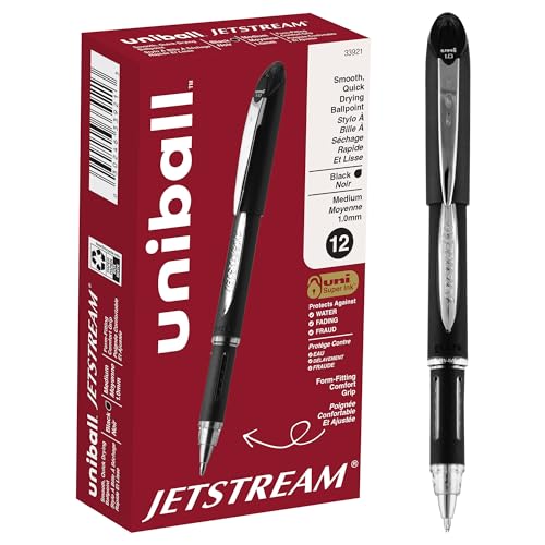 Image of uniball Jetstream Ballpoint Pens, Medium Point (1.0mm), Black, 12 Pack
