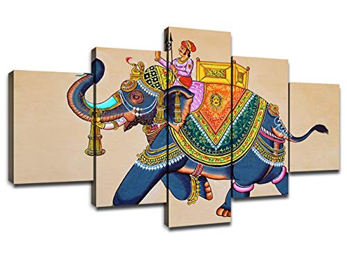 Canvas Wall Art Traditional Indian Elephant Painting Modern Artwork Picture