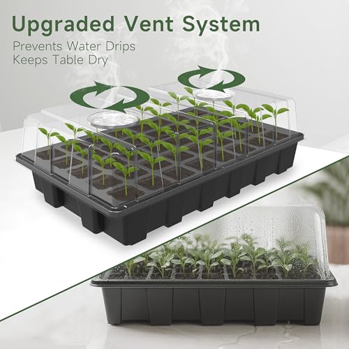 Gardzen 5-Set Seed Starter Tray Kits, Durable Plant Germination Trays with Humidity Vented Domes and Bases, Ideal for Seed Starting, Indoor Gardening, and Greenhouse (Total 200 Cells) - Image 2