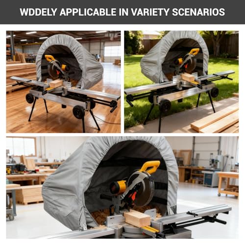 Teinfice Miter Saw Collection Hood, Heavy-Duty Oxford Fabric Dust Solution for Table Miter Saw, Foldable Dust Collector for Woodworking with Accessories and Storage Bag, Fits All Miter Saws, Silver - Thumbnail 4