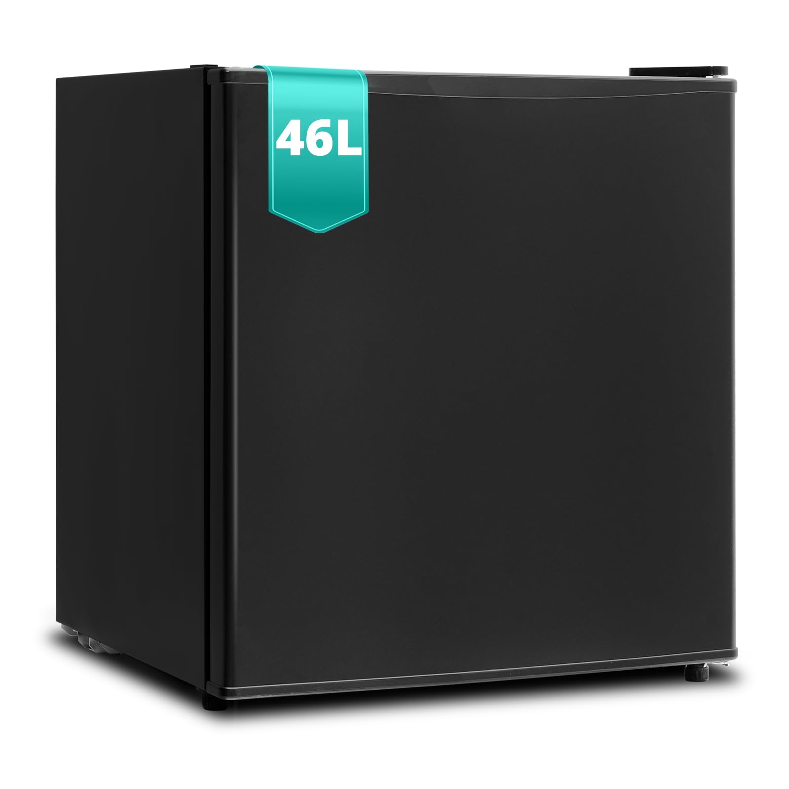 SMETA Frigorífico pequeño de 46 L, silencioso, 39 dB, minifrigorífico de 6 niveles, termostato 0-10 °C, con tope de puerta intercambiable para casa, oficina, camping, dormitorio, color negro