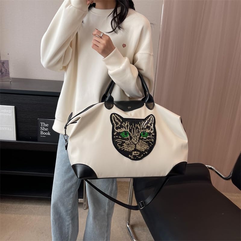 Large Travel Tote Bag Duffle Bag Gym Bag for Men Women Weekender Overnight Duffel Bag (Beige)3