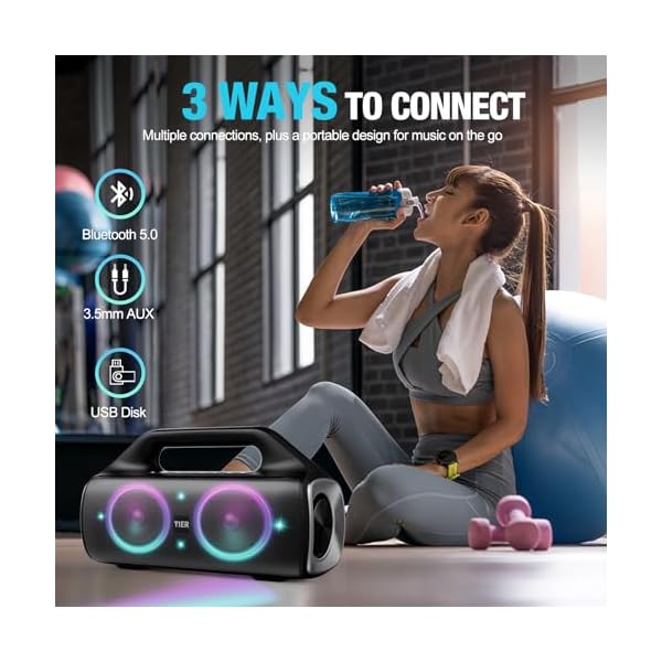 Portable Bluetooth Speakers, 80W Peak Wireless Outdoor Speaker with Subwoofer, Deep Bass, IP67 Waterproof, 100dB Loud Party Speakers for Camping, Beach, Garage - Image 6