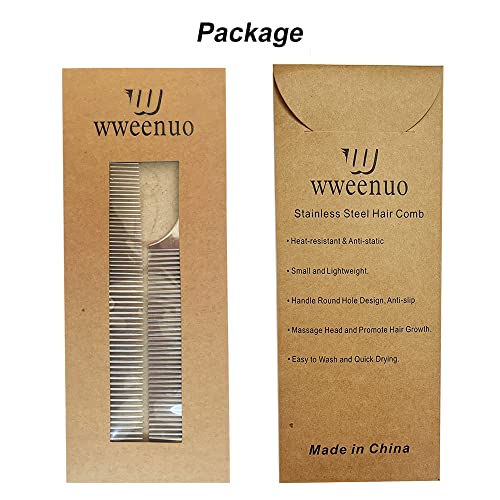 2 Pcs Stainless Steel Hair Combs Anti Static Styling Comb Hairdressing Barbers Combs (Silver) #TOP5