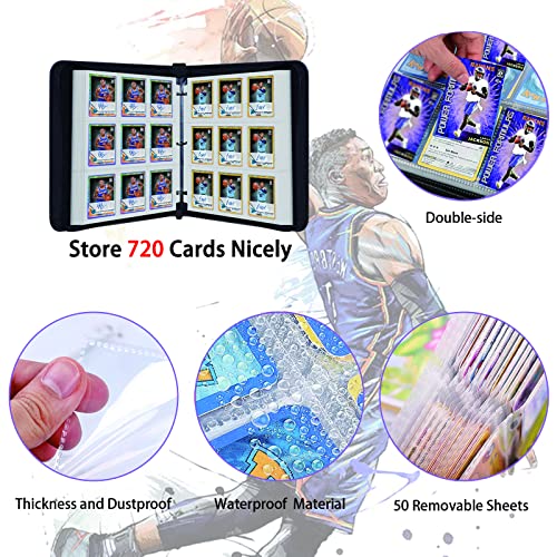 Ghiuan 720 Pockets Cards Binder For Basketball Cards,Trading Card Holder Album Storage Display Case With Basketball Card Sleeves Card Holder Protectors Set For Basketball Card And Soccer Star Card Cards Binder 400 Pockets Basketball Cards #TOP2