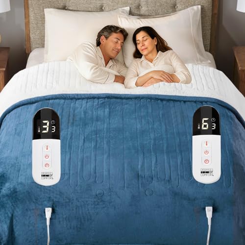 Sherpa Soft Dual Control Electric Blanket King Size, Heating Blankets | Washable | 1-10 Hour Automatic Shut Off | Double Zone, 6 Heat Settings | 100