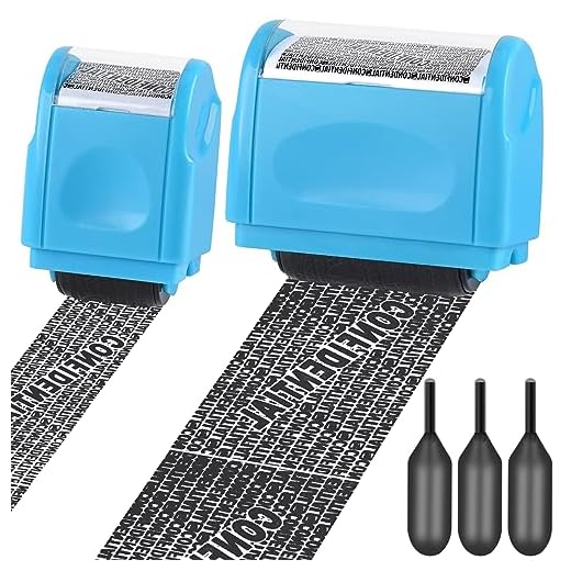 WEIMELTOY 2PCS Wide Identity Theft Protection Roller Stamp Set, Confidential Roller Stamp with 3 Refills, Information Blocker Stamp, Security Stamp Roller for Privacy and ID Account Address Security