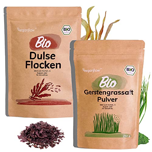 VEGAN FLOW SET Dulse Flocken 100g und Gerstengras Saftpulver 250g Cover