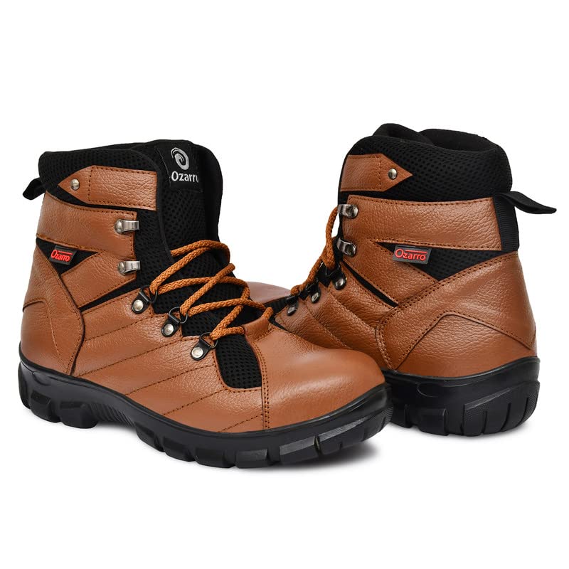 Image of Ozarro Tan Genuine Leather Steel Toe Safety Shoes (S4443)