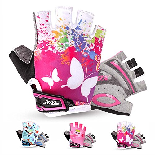 Generic F545PK, S : BATFOX GIRLS Kids Cycling Gloves Half Finger Summer Breathable Quick Dry Padded Safety Outdoor Protection Bicycle Bike Gloves