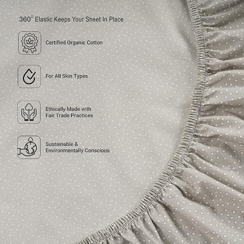 Image of Organic Cotton King Fitted Sheet - Ultra Soft & Breathable with 2 Pillow Covers, 35cm Deep Pocket, Elastic Edges Bottom Sheet - Sundrop