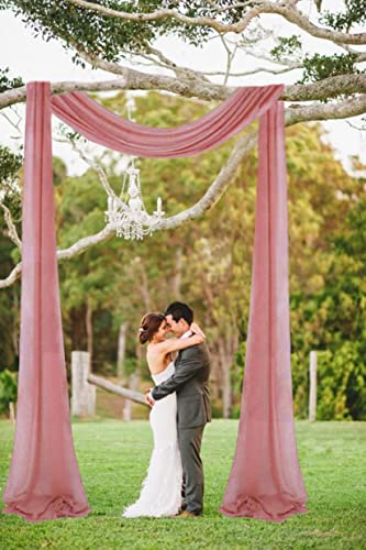 Wedding Arch Draping Fabric Dusty Rose Ceilng Drapes 1 Panel Chiffon Fabric Drapery Wedding Drapes For Ceiling Sheer Curtain Scarf Wedding Arches For Ceremony Reception Chiffon Backdrop Curtains #TOP6