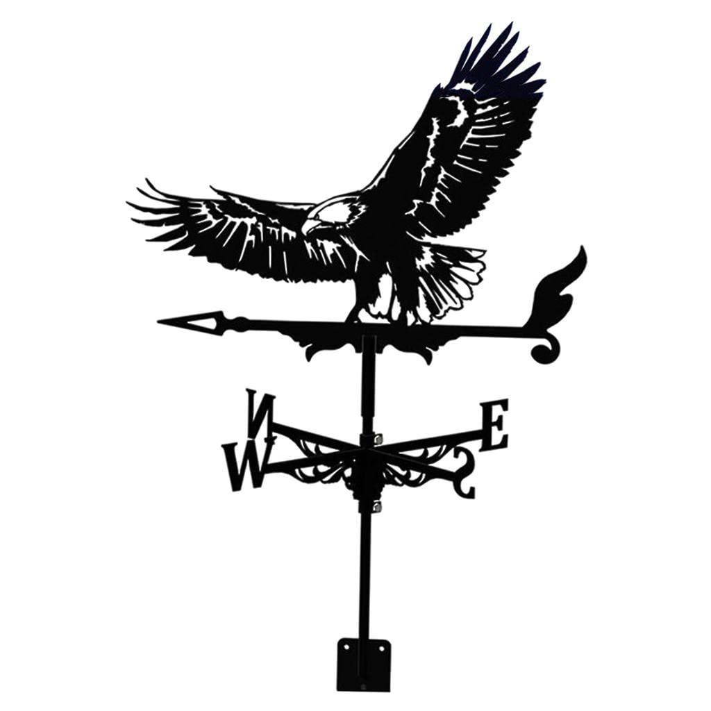 LOVIVER Veleta de Metal, Viento de Acero Inoxidable Negro Aire Libre, Techo de Hierro Retro Jardín Decoración del Hogar - Águila