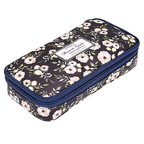 Kaxich Federmäppchen Große Kapazität Retro-Blumen Federmappe 2 Fach Stiftemäppchen mit Reißverschluss Schreibwaren Griffelmappe für Mädchen Cover