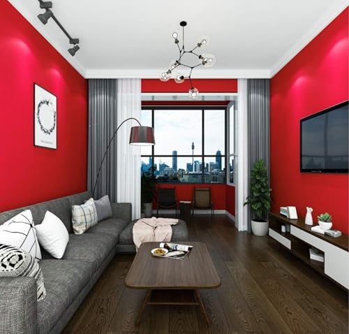Image of WISDOM Glossy & Matte Wallpaper Peel & Stick Contact Paper Self Adhesive Vinyl for Kitchen Cabinet and Furniture Countertop Waterproof Removable (24x100 Inch, Red Matte)