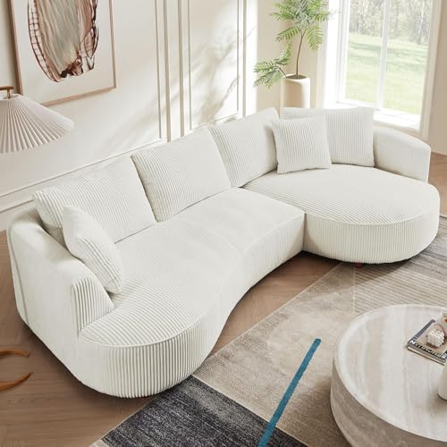 KEVINSPACE 122.04" Curved Sofa Modern Curved Couch Living Room Modular