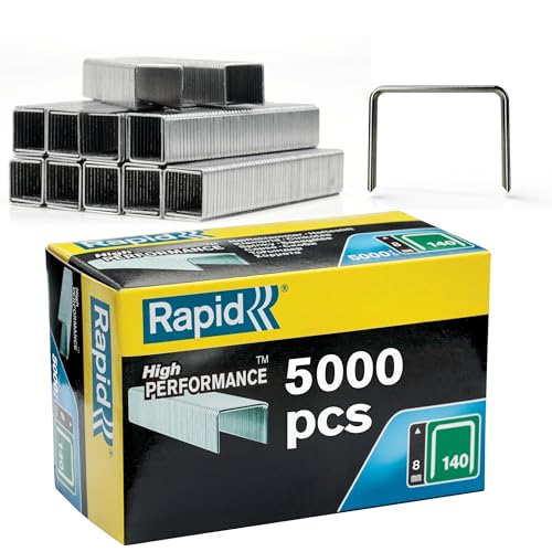 Rapid Tackerklammern Typ 140, 8mm Klammern, 5000 Stk Großpackung, Flachdrahtklammern für Holz und Folien