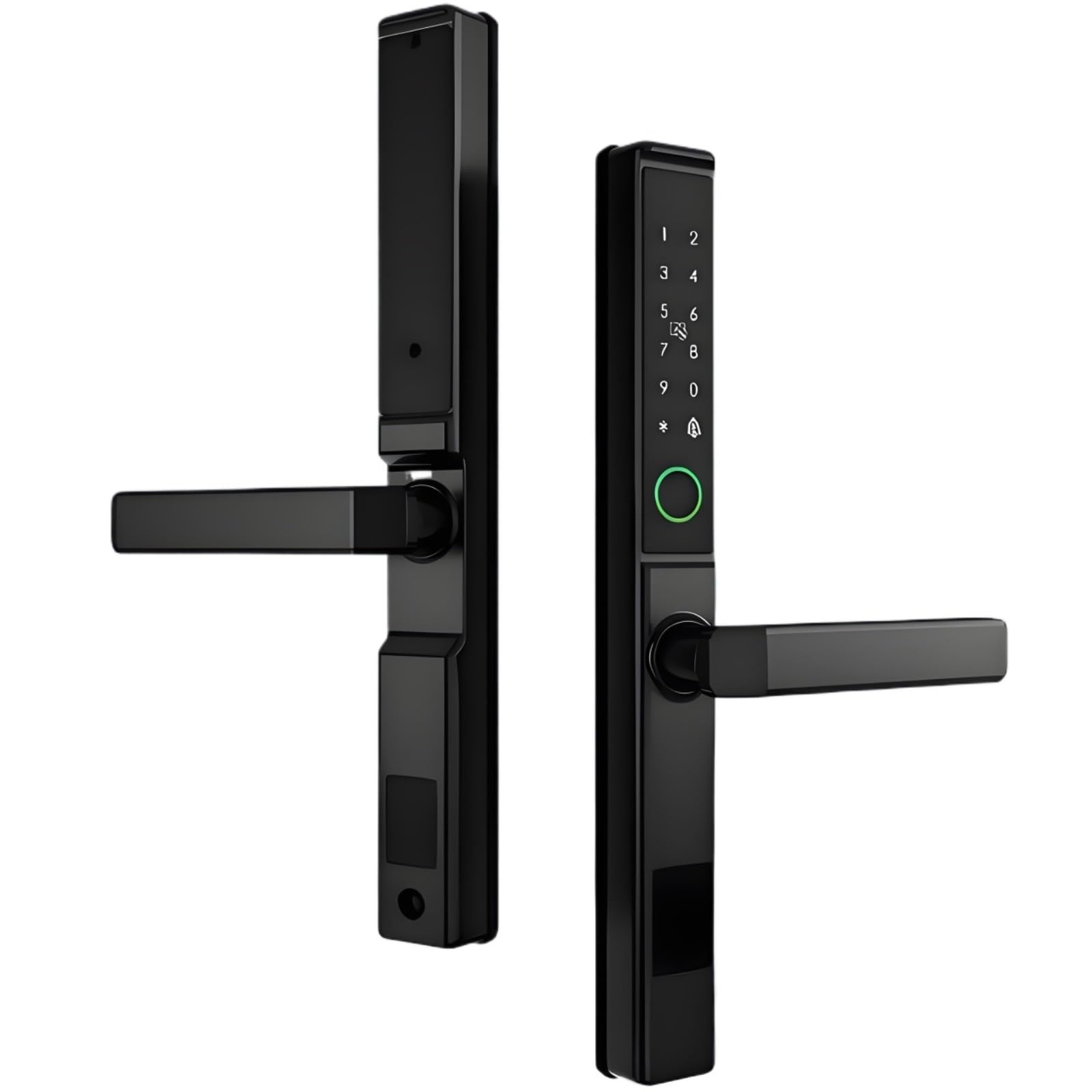 Serratura Smart Impronta Digitale Per Porte Scorrevoli Esterne WiFi Tuya IP68 Impermeabile Alluminio Maniglia Reversibile Mortise 240x22 Batteria Ricaricabile Nero