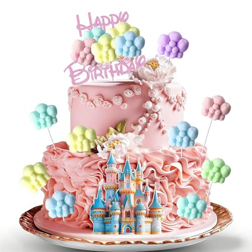 Randomgo 11 Piezas Decoracion Tartas Cumpleaños Princesa para Niñas, Topper Tarta Cumpleaños Princesa, Decoración de Cupcakes, Cake Topper para Fiesta de Cumpleaños Niños (A)