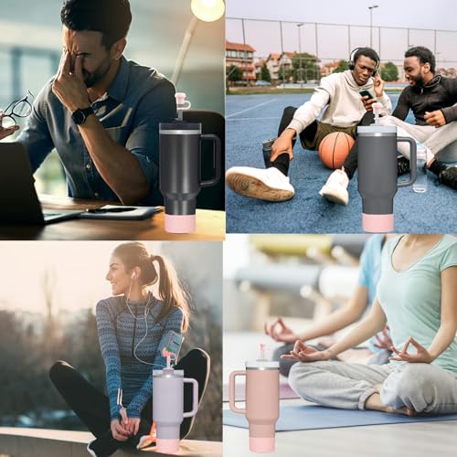 CONQUERALL Conjunto de proteção de copo rosa tampa de canudo rolha de vazamento manga de silicone co