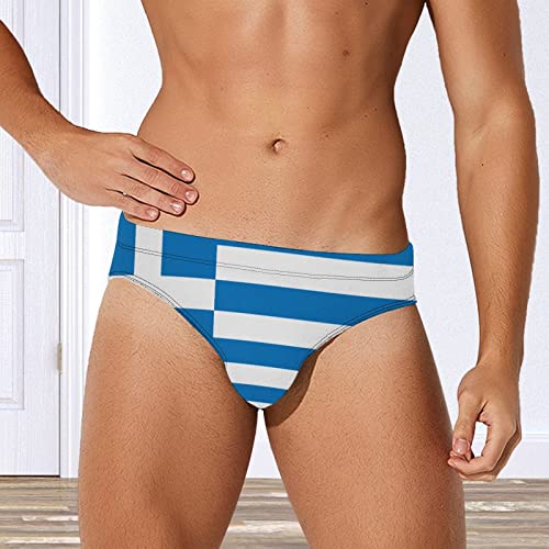 Calculay Greece Flag Men's Swimming Trunks,Beach Shorts Stretch Swimsuit Quick Dry3