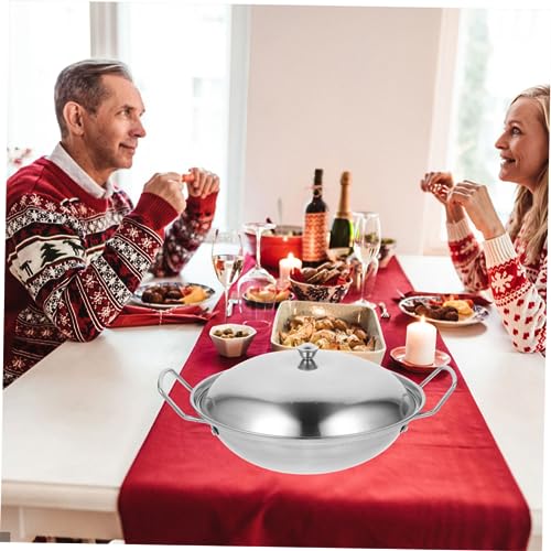 Happyyami Wok de Acero Inoxidable con Tapa y Doble Asa miniatura 3