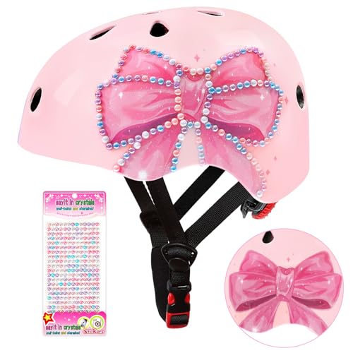 Image of Kids Bike Helmet Adjustable Youth Toddler Helmet with DIY Stickers for Girls Age 3-5-8-14 Years for Bicycle Scooter Skateboard Roller Skating