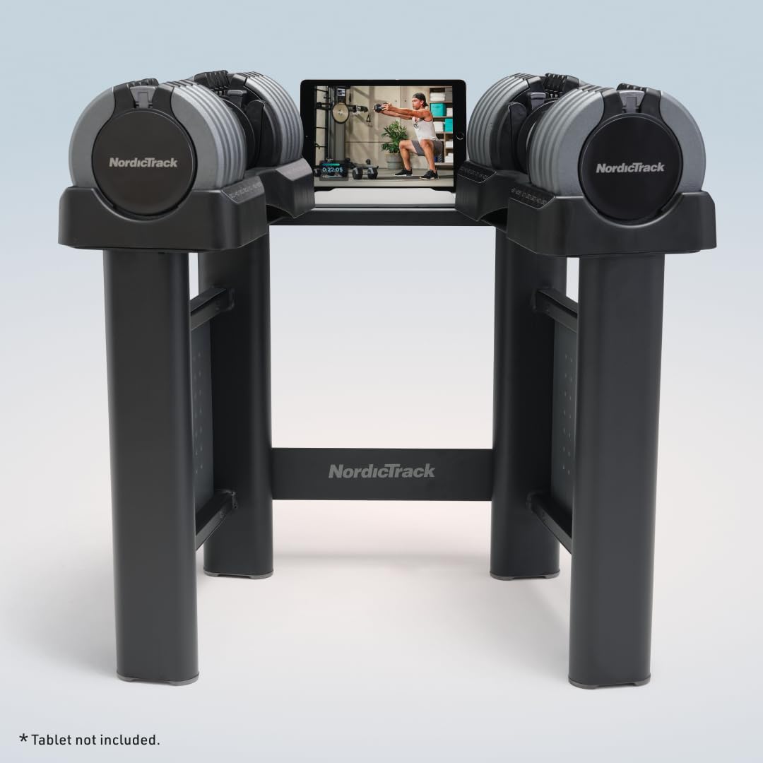 55 lb Select-a-Weight Dumbbell Pair with Universal Dumbbell Stand Bundle