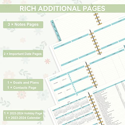 Planner 2023-2024, Academic Planner 2023-2024,Weekly & Monthly Planner, Jul. 2023 - Jun. 2024, Aimpeak Weekly Planner With Monthly Tabs, Inner Pocket, Pen Loop, Flexible Cover，Spiral Binding, Green, 5.5"X8.5" #TOP4