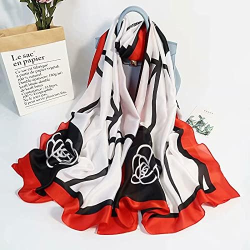 Image of Floral Printed Silk stole | silk Scarf for Women | stylish silk stole for women | Soft Lightweight Stole, Shawl & Neck Wrap | Scarf for Wedding, Party, Travel & Casual Wear