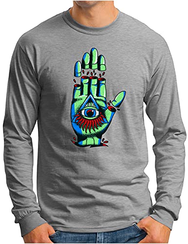 T-shirt manches longues OM3 homme gris mélangé Illuminati confortable de taille S à 4XL