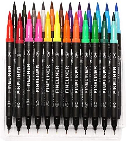 EBOT Dual Markers Brush Pen, Brush Tips & Colored Fine Point Pen Set for Lettering Writing Coloring Drawing,Planner Art Supplier,24 Colors