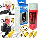 Shimano Hydraulik Mineral ÖL 100ml + F26 Scheibenbremsen Wartungs Service Kit MTB Ebike Tour Rennrad Gravel Disc Entlüftungs bleeding Set,3in1 Bleedblock, Befüllbecher Trichter mit M5 M7 M6 Anschluss