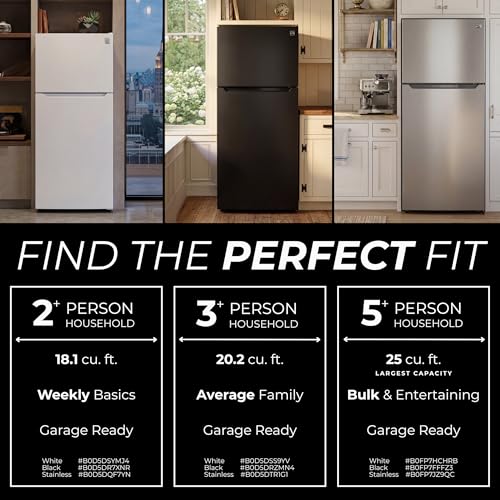 Image of Kenmore 30 inch Top Mount Refrigerator with Freezer - Adjustable Shelving, Humidity-Controlled Crispers, LED Lighting, ENERGY STAR Certified, 20.2 cu. ft. Capacity - Fingerprint Resistant Metallic Steel