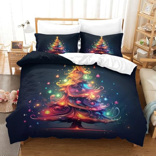 Parure de lit microfibre effet super doux Arbre de Noël avec fermeture éclair - 3
