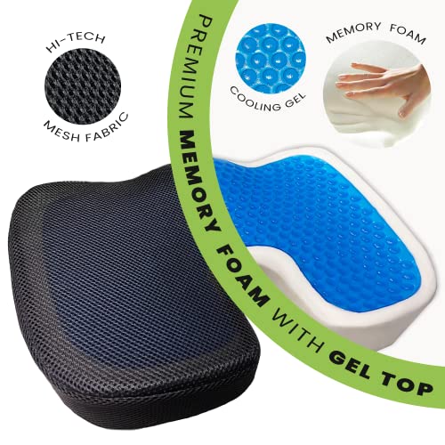 Gel Enhanced Ergonomic Cushion For All-Day Sitting Comfort – Orthopedic Gel & High-Density Memory Foam Coccyx Cushion For Tailbone Pain – Car Seat Cushion – Sciatica & Back Pain Relief (Black) #TOP5