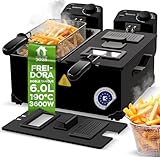 Freidora doble de zona fría / 2x 3L / con contenedor de aceite extraíble (apto para lavavajillas) / acero inoxidable