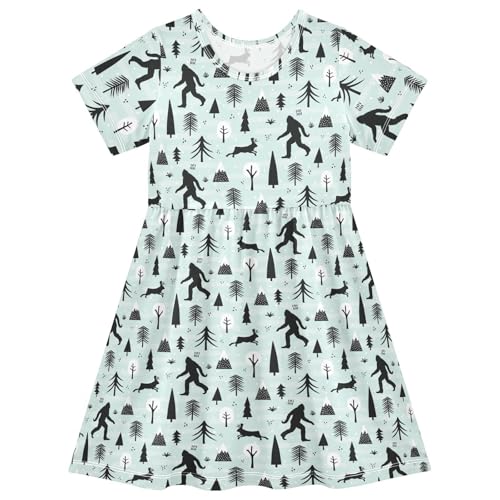 Toddler Girls Dress Short Sleeve A-Line Casual Clothes for Home Party Beach Sundress 2-8T