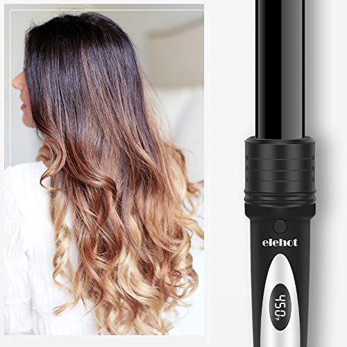 ELEHOT Curling Iron Curing Wand Set 6 in 1 Interchangeable Ceramic Tourmaline Hair Barrels and Temperature Display & Heat Settings with Protective Glove (White) - Thumbnail 5