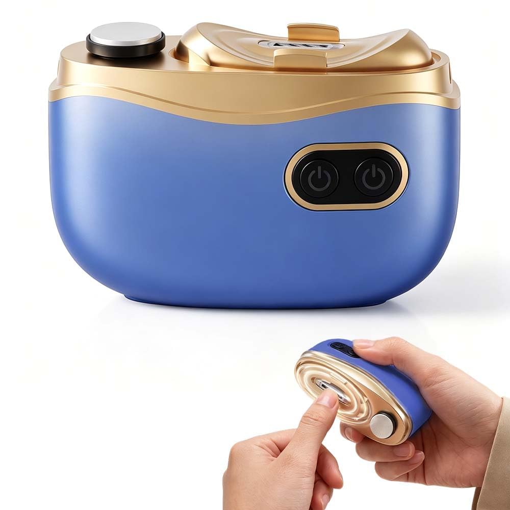 Tagliaunghie elettrico, tagliaunghie automatico per adulti e anziani, tagliaunghie elettrico per casa e viaggi, tagliaunghie ricaricabile con scatola per unghie, 2 velocità regolabili, blu