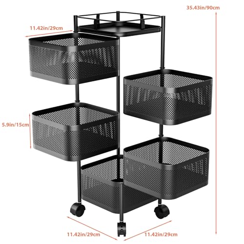 Carrello Portaoggetti a 4 Livelli, con Ruote, Salvaspazio per Cucina, Bagno e Ufficio, 14,4 x 42 x 86 cm, Nero | Leroy Merlin