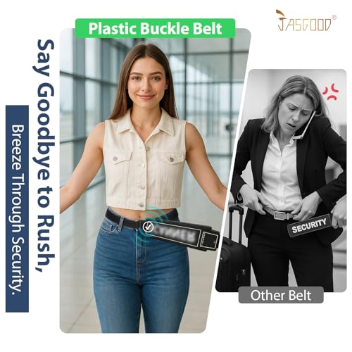 JASGOOD Nickel Free Elastic Belts for Women Stretch Belt with Plastic Flat Buckle No show Belt for Jeans Pants2