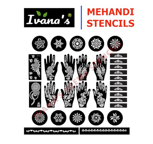 Ivana's Set of 20 Pcs Combo Pack, Reusable Mehandi for Hands Henna Tattoo Stencil for Women, Girls and Kids Easy to Use in Just 4 Steps Indian Design Collection, D-2025 - Image 6