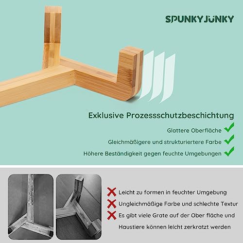 SPUNKYJUNKY Hundenapf Keramik Doppel Hund Futternapf mit Bambus Ständer für Katzen und Hunde (400ml, Schwarz)