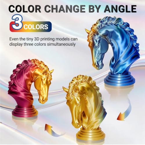 Image of Tricolor Silk PLA+ 3D Printer Filament Bundle, Shiny Silk PLA+ Filament 1.75mm Pack, Shiny Multi Color Change, Smooth Multicolor PLA+ Filament for Christmas Decorations - 4 Spools 250g Each
