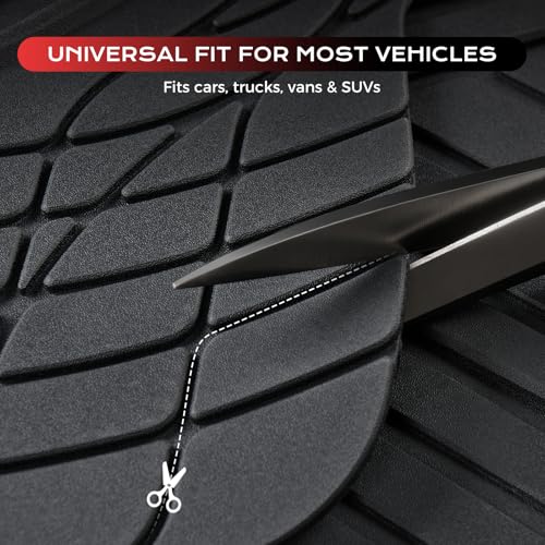 Image of Coverado Car Mats Full Set, All Weather Floor Mats for Cars, Waterproof Deep Dish Automotive Floor Mats with Anti-Slip Backing, Car Floor Mats Universal Trim-to-Fit for Most Cars Trucks, BlackRed