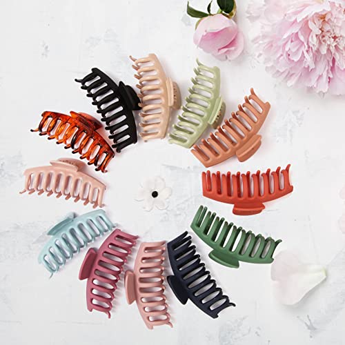 12 Pcs Large Hair Clips For Women With Non-Slip Material 4.3 Inches Banana Hair Claw Clips Strong Jaw And Lightweight Claw Clips For Thick Hair And Thin Hair Best Gift Hair Accessories For Women #TOP4