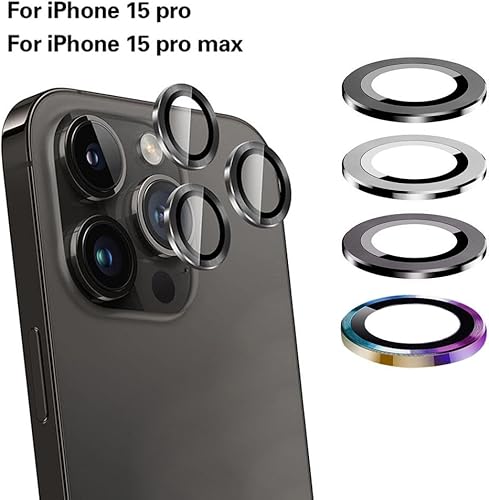 Miniatura 7 de BALERP Protector de lente de cámara para iPhone 15 ProiPhone 15 Pro Max, protectores de vidrio de cámara, funda de metal individual para cámara,